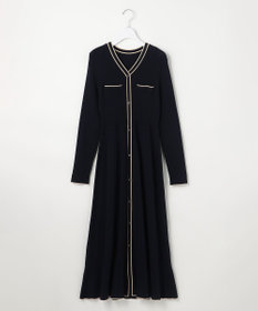 ANY SIS L バイカラーデザインニット ワンピース