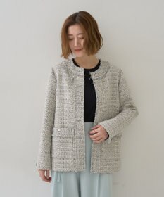 YECCA VECCA ノーカラーツイードジャケット