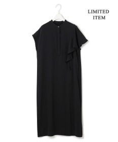 ICB 【接触冷感・UVケア・防シワ・洗える】エステルダブルクロス ラッフルスリーブワンピース