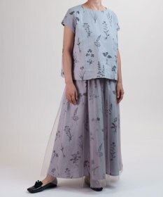 muuc 【ゆったりシルエットで涼しく上品】植物の影絵プリント プルオーバー