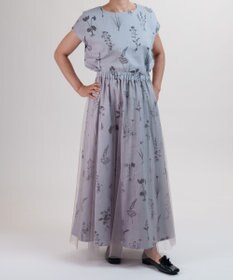 muuc 【ゆったりシルエットで涼しく上品】植物の影絵プリント プルオーバー