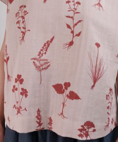 muuc 【ゆったりシルエットで涼しく上品】植物の影絵プリント プルオーバー