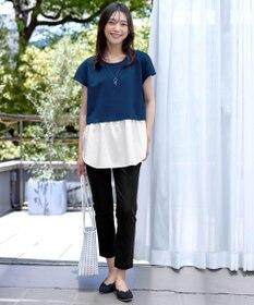 Tiaclasse 【洗える】シャツドッキングフレンチスリーブカットソー