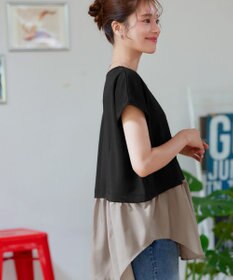 Tiaclasse 【洗える】シャツドッキングフレンチスリーブカットソー