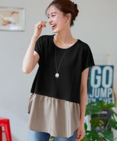 Tiaclasse 【洗える】シャツドッキングフレンチスリーブカットソー