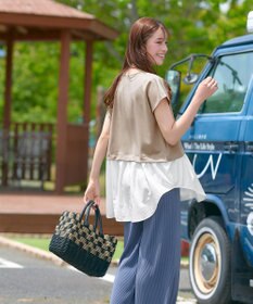 Tiaclasse 【洗える】シャツドッキングフレンチスリーブカットソー