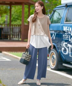 Tiaclasse 【洗える】シャツドッキングフレンチスリーブカットソー