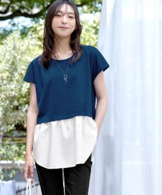 Tiaclasse 【洗える】シャツドッキングフレンチスリーブカットソー