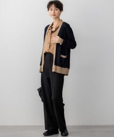 23区 S 【洗える】サステナブルウール Vネック バイカラー カーディガン