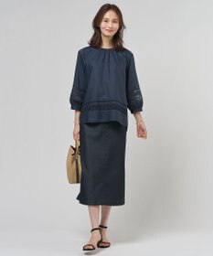 J.PRESS LADIES S 【一枚で着映え・セット着用可】スパンソフトクロス刺繍 ブラウス