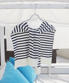 Tiaclasse 肩掛けボーダーフェイクカーデ