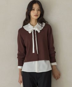 組曲 【WEB限定】ボウタイ付きフリルカラー ブラウス