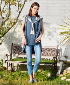 Tiaclasse 肩掛けボーダーフェイクカーデ