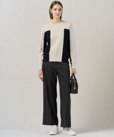 ICB 【洗える】マットヴィスコースポリエステル ブロッキングニット