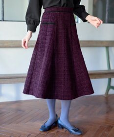 Tiaclasse L ベロアラインツイードスカート