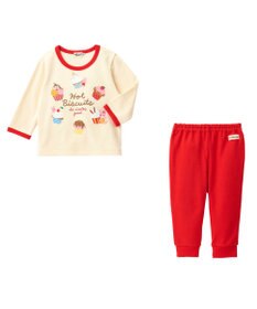 MIKI HOUSE HOT BISCUITS 【80-120cm】 カップケーキ柄 ミニ裏毛 ルームウェア上下セット