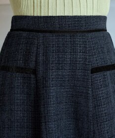 Tiaclasse L ベロアラインツイードスカート