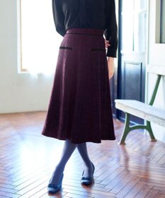Tiaclasse L ベロアラインツイードスカート