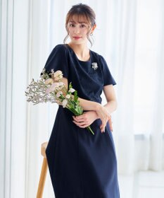 Tiaclasse 【洗える】フレアスリーブレースコンビワンピース