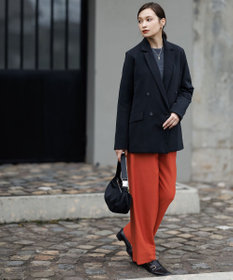 ICB 【洗える】ウールワッシャーツイル ワイドストレートパンツ