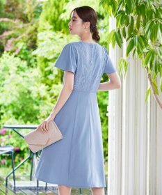 Tiaclasse 【洗える】フレアスリーブレースコンビワンピース