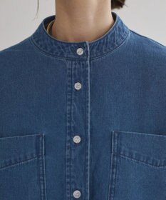 WEGO 【ANGIE VINTAGE】襟が選べる デニム チュニック シャツ （バンドカラー/レギュラーカラー）