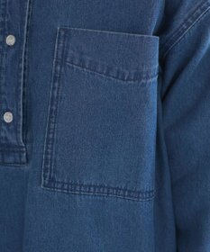 WEGO 【ANGIE VINTAGE】襟が選べる デニム チュニック シャツ （バンドカラー/レギュラーカラー）