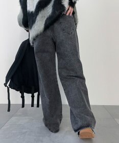 WEGO 【新色追加/美脚/XSSMLサイズ展開】ストレートデニムパンツ