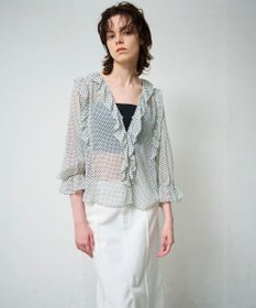GRACE CONTINENTAL ドットラッフルブラウス