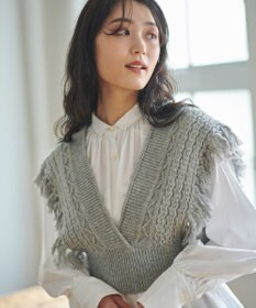 #Newans 【洗える】カシミヤブレンドバルキーデザインニットベスト