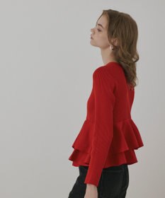 GRACE CONTINENTAL ペプラムニットカーディガン