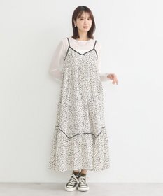 earth music&ecology 切替パイピングフラワーキャミワンピース
