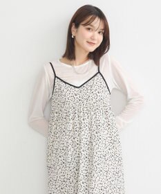 earth music&ecology 切替パイピングフラワーキャミワンピース