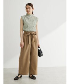 Green Parks 綿麻混リボン付ワイドパンツ