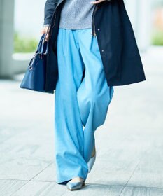 自由区 【セットアップ対応】ソフトリネンダンガリーワイド パンツ サックス