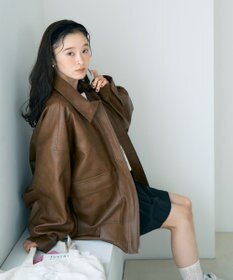 earth music&ecology フェイクレザージップジャケット