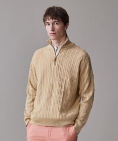 J.PRESS MEN ギマコットン ケーブルハーフジップ ニット