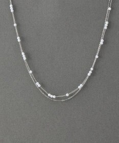 Phoebe 〈金属アレルギー対応〉レイヤードステーションパールネックレス　シルバー　ステンレス