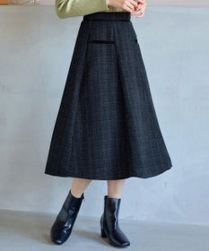 Tiaclasse L ベロアラインツイードスカート