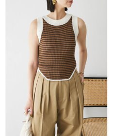 Green Parks デザインヘム配色ニットタンクトップ