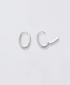 Phoebe 【金属アレルギー対応】ワンタッチライナーオーバルビジューフープピアス　シルバー