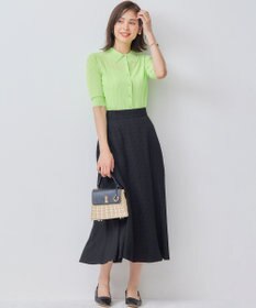 組曲 L 【WEB限定カラーあり】衿付きシアーニットポロ