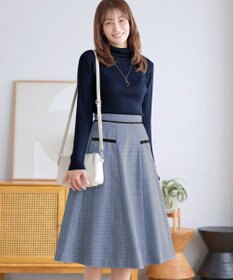 Tiaclasse L ベロアラインツイードスカート