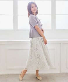 Feroux フラワー刺繍 フレアスカート