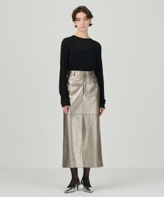 GRACE CONTINENTAL クラッシュレザータイトスカート