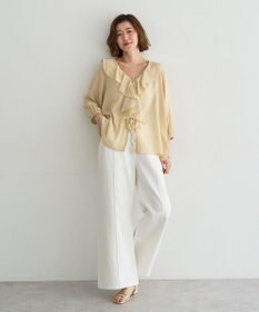 YECCA VECCA ラッフルリボンシアーブラウス