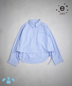 earth music&ecology Ｓｅｔ２点　ドロストショートシャツ＋キャミブラウス