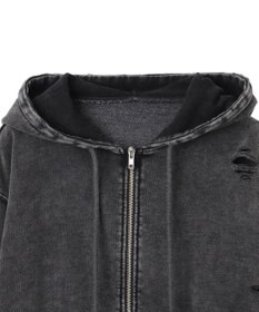 WEGO ダメージショートジップパーカー