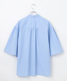 #Newans 【洗濯機可能/シワになりにくい】〈お尻・太ももをカバー〉フレアスリーブイタリアンカラーシャツ