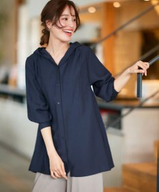 Tiaclasse L 【洗える】フード付きフレアチュニック